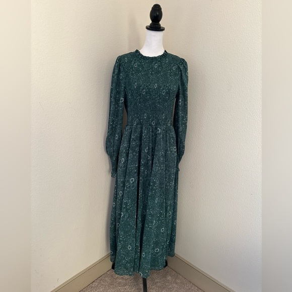 Madewell Crinkle Georgette Lucie Tie-Back Midi Dress in Woodland Floral - Picture 2 of 10